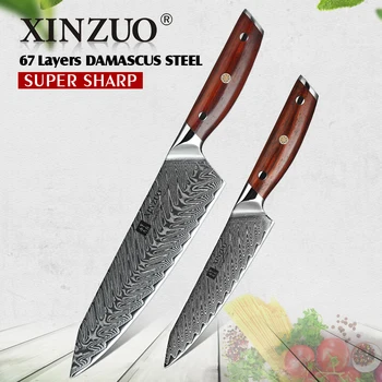 

XINZUO 2PC Kitchen Knives Set Meat Cleaver Vegetables Fruit Paring Knife Stainless Steel Japanese Style Sharp Kitchen Chef Knife
