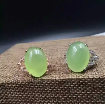 

Natural green chalcedony gem Ring Natural gemstone ring 925 sterling silver trendy Luxury round women's girl gift fine Jewelry