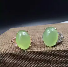 Natural green chalcedony gem Ring Natural gemstone ring 925 sterling silver trendy Luxury round women’s girl gift fine Jewelry