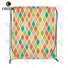 Винтажный цветной Ромбический клетчатый геометрический индивидуальный принт нейлоновая ткань шнурок рюкзак Подарочный пакет из 4