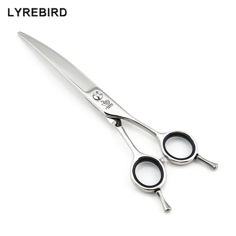 

Pet dog Grooming Scissors 7 Inch Pet Groomer Curved Blade Scissors with Two Tails F550 High-class Lyrebird Simple Pack NEW