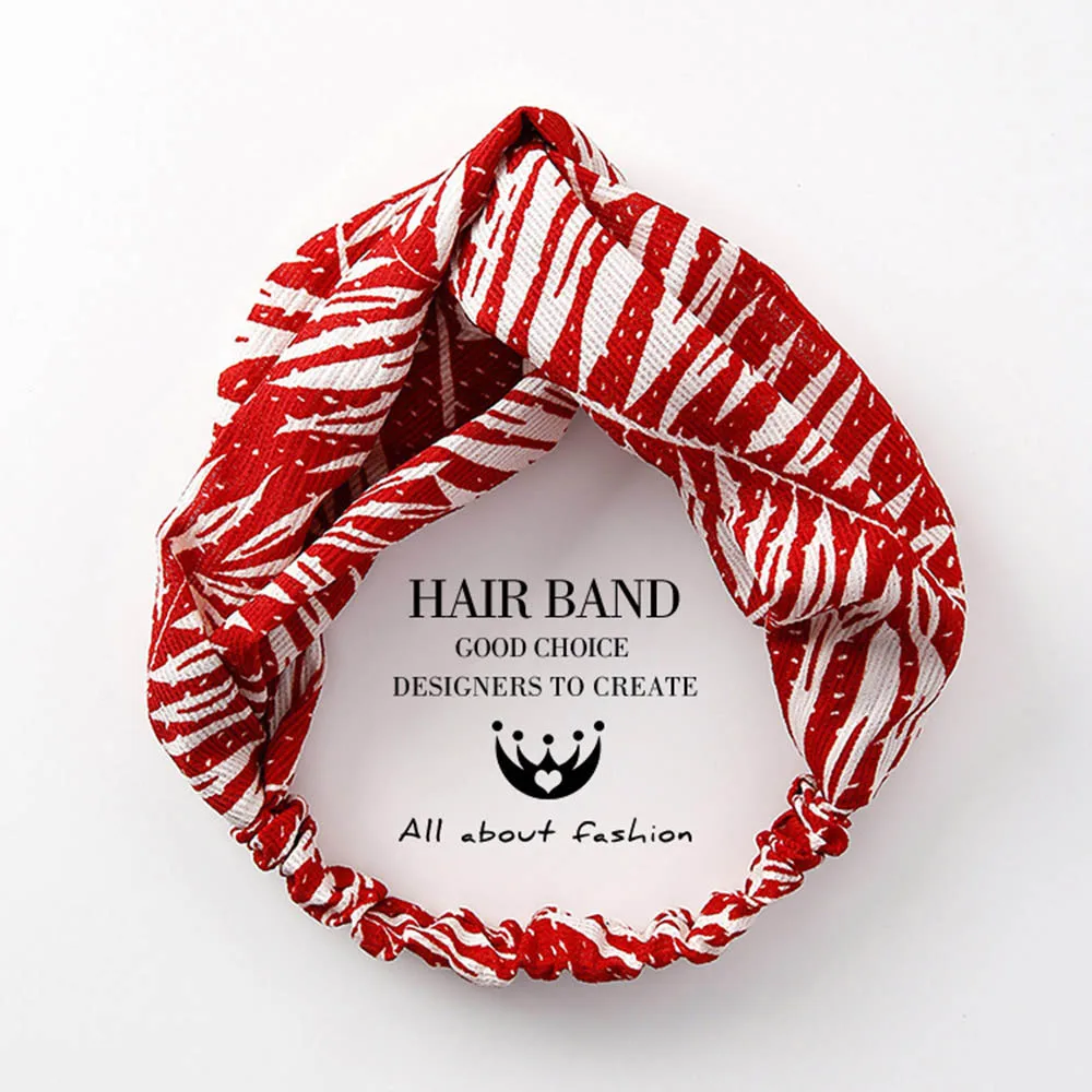 Летние женские завязанные аксессуары для волос в виде тюрбана для девочек Эластичная Повязка На Голову Повязка на голову с принтом резинки для волос головной убор - Цвет: Red