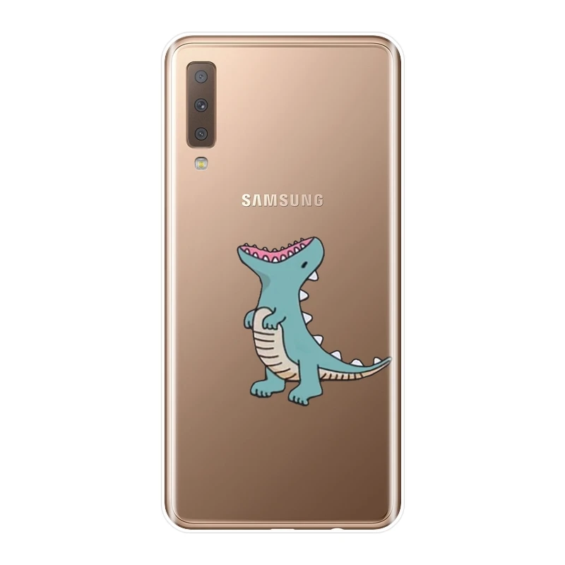 Забавный чехол с динозаврами для Samsung Galaxy A6 A8 Plus 2018 Мягкая силиконовая задняя