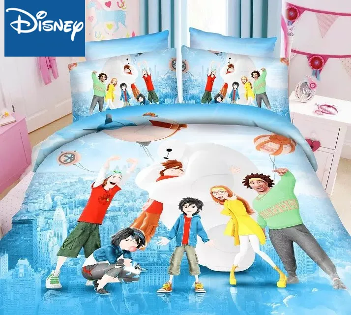 

Disney marvel single size bedding set for children bedroom decor quilt covers 99x190cm bed twin fitted sheet 3pcs big hero 6 new