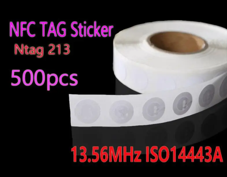 500 шт. метке NFC 13.56 мГц ISO14443A ntag 213 NFC Стикеры 25 мм ntag213 RFID меток nfc Наклейки для всех NFC телефон