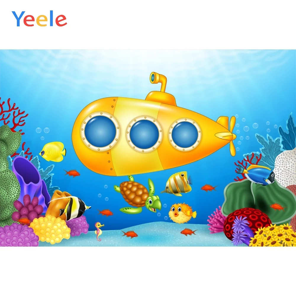 

Yeele Ocean Animals Fish Coral Submarine Scene Photography Children Background Cartoon Photographic Child Backdrop Photo Studio