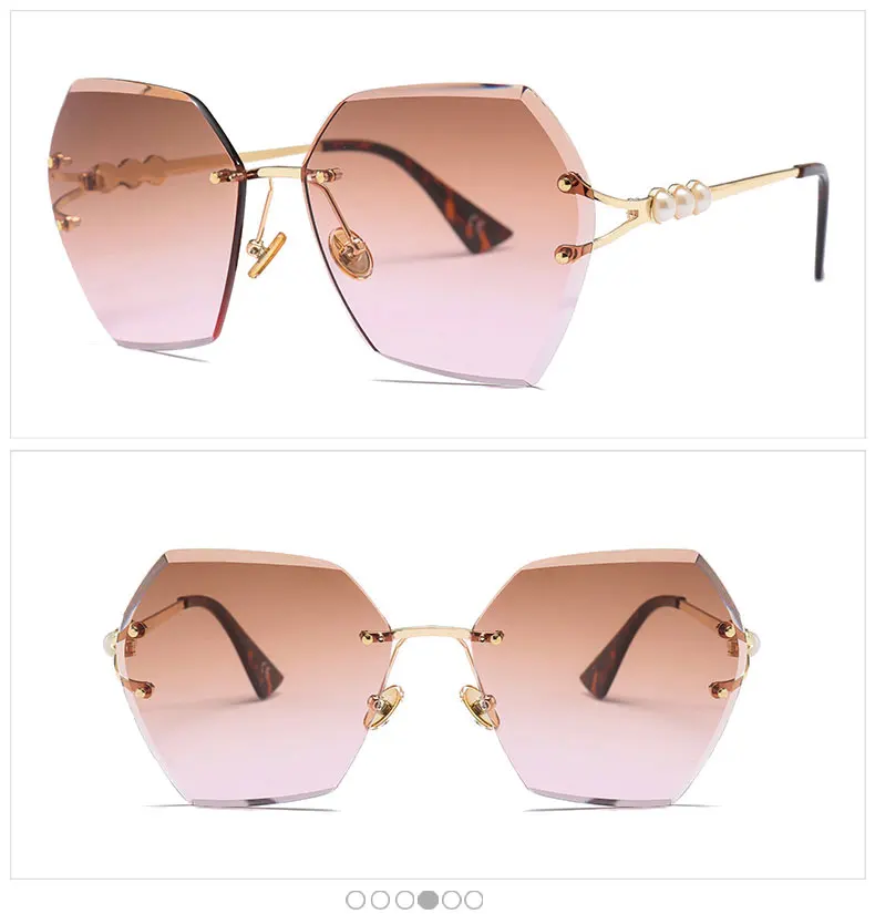 Королевские роскошные женские солнцезащитные очки без оправы, Брендовые очки с неровной оправой и жемчугом, женские солнцезащитные очки UV400 ss726