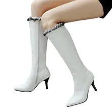 YOUYEDIAN пикантные женская обувь зимние высокие heelShoes острым Ботильоны на каблуке дикой стороне молния высокие трубы dolgu topuklu bot# G30