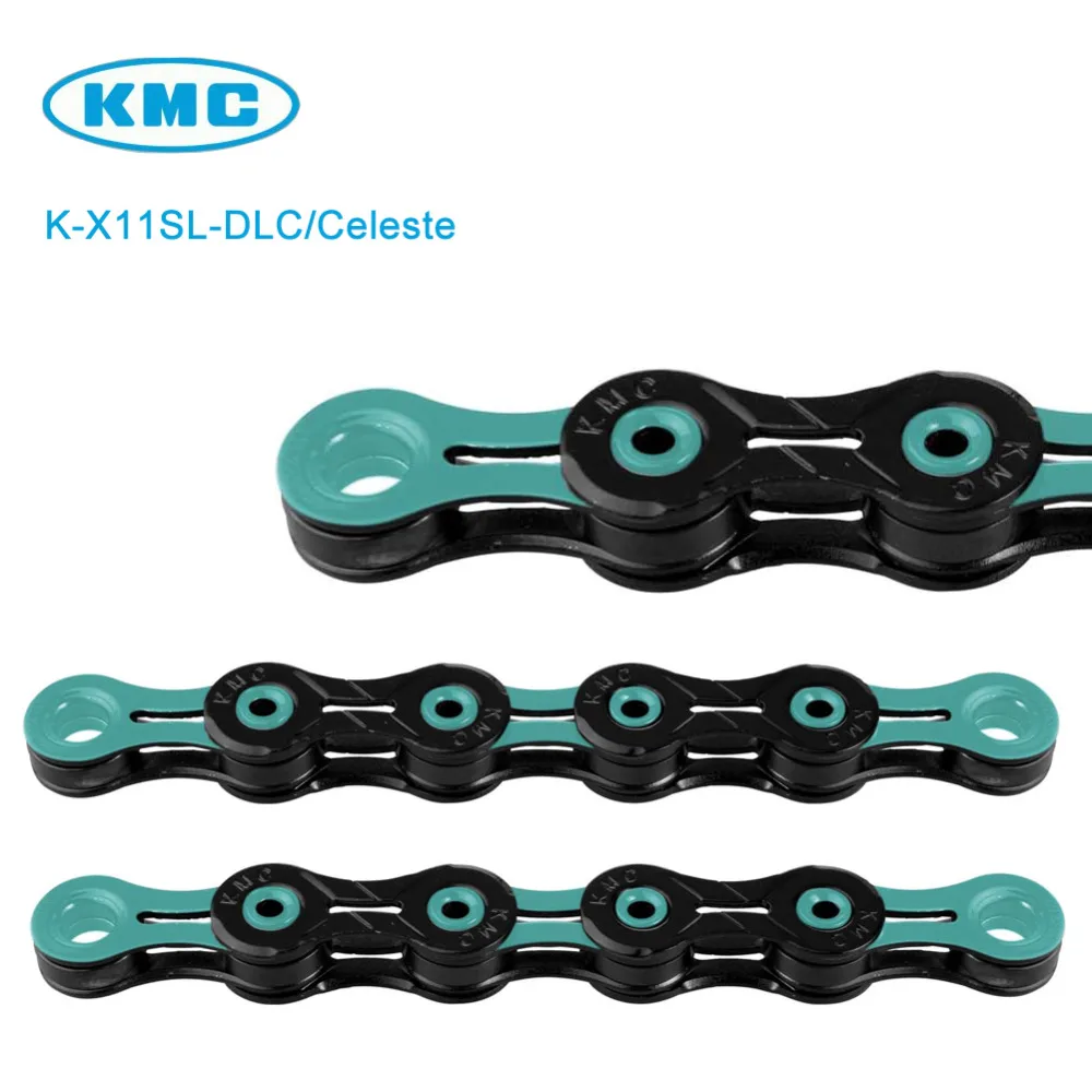 Оригинальный KMC X11SL DLC 11 скоростной черный/Celeste для треккинга 116 звеньев супер