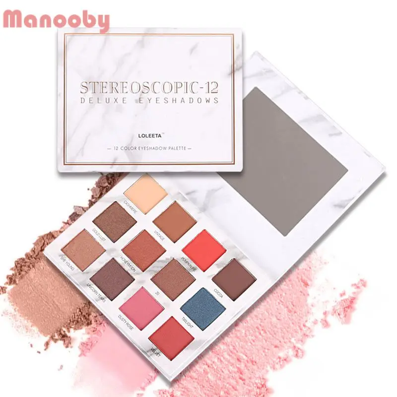 

Manooby 12 Colors Professional Eyeshadow Pallete Makeup Earth Matte Tints Marble Shades Eyes Make Up Palette Cosmetic
