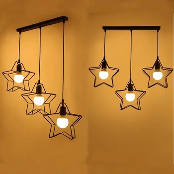 

Five-pointed Star led hanglamp home decor Cafe Bar living room Restaurant bedroom Lamp Simple Retro Wrought Iron pendant lights