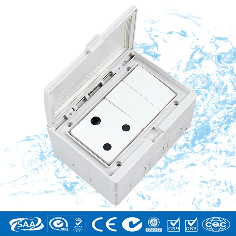 Electric Socket, PVC South African Waterproof Wall Switch Socket Outlet