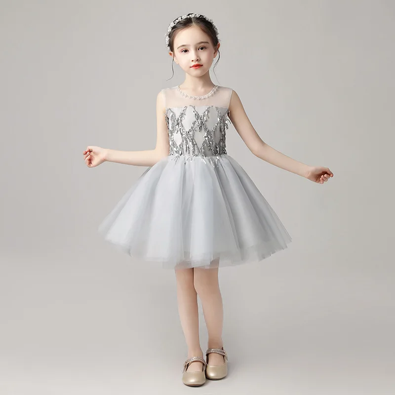 2019 новые подростковые для девочек сетка блесток Туту платье принцессы Детские платья для девочек Свадебная вечеринка малышей Одежда для