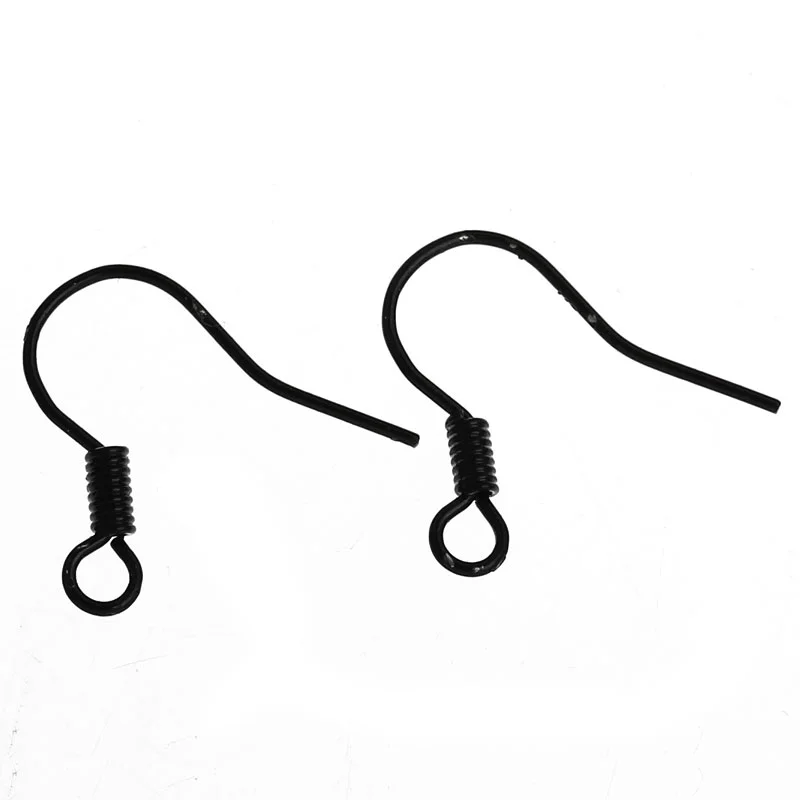 8SEASONS 250 Pairs Ear Wire Hooks Black With Loops for Jewelry Making Diy Women Fashion Handmade Earring Accessories 16mm x 15mm