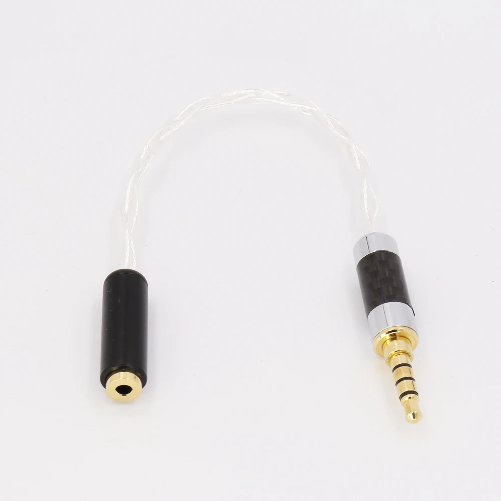  Audiocrast 3.5mm TRRS Balanced Male to 2.5mm TRRS Balanced Female Hi-End Audio Adapter 7N Silver Pl