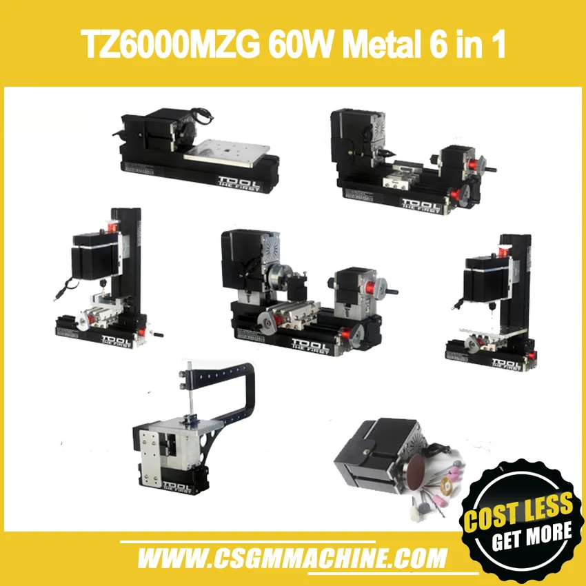 

TZ6000MZG 60W Metal 6 in 1 Mini Lathe with Bow Arm/60W,12000rpm Mini 6 in 1 Metal lathe/powerful bow-arm 6in1