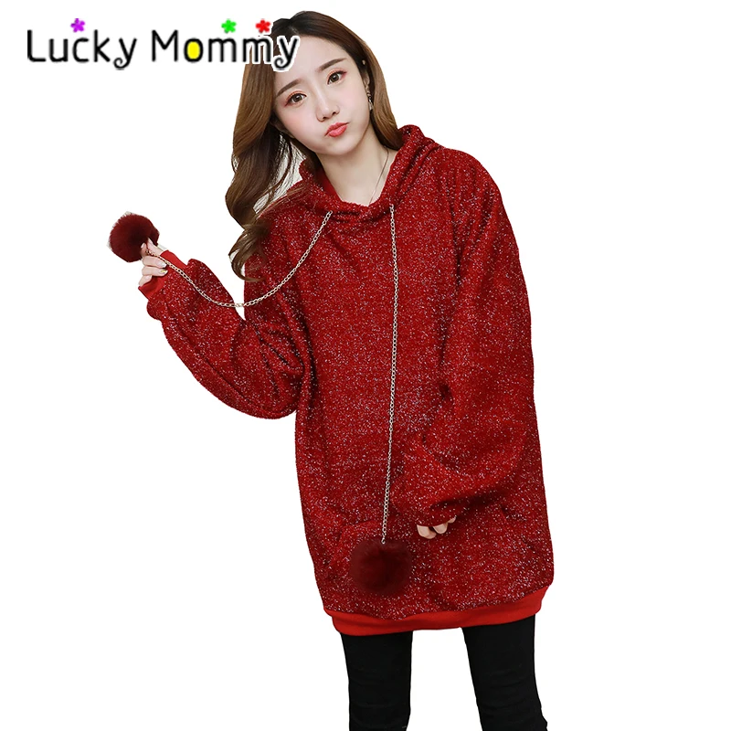

Maternity Hoodies for Pregnant Women Plus Velvet Warm Pregnancy Hoodie Pregnancy Clothes Plus Size Women's Winter Clothing Red