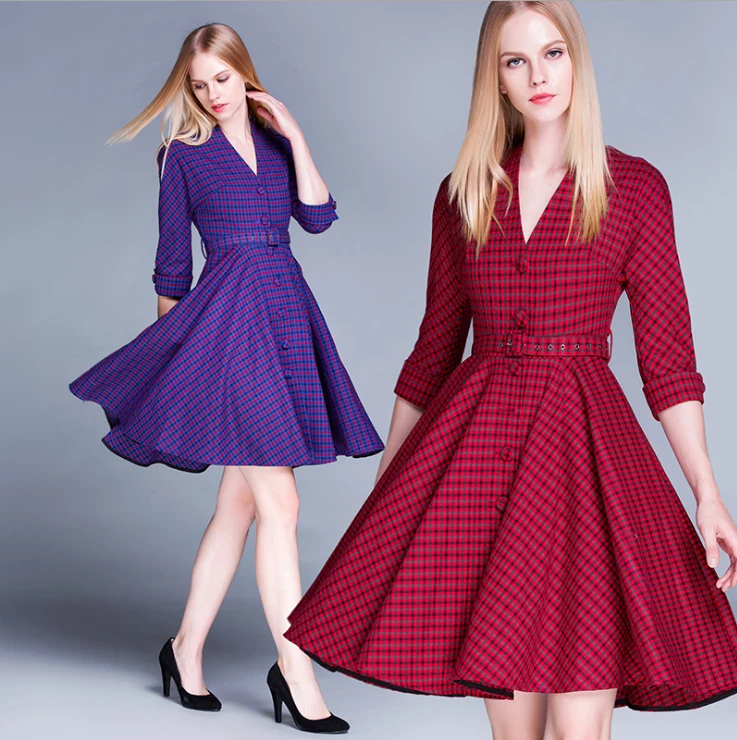 Flared Dress In A Cage 3 4 Sleeve Purple Red Nice Modern Youth Up Your Wholesale From The Manufacturer From China Online Store Dresses Spain Dress Shoes For Lessdresses From China Aliexpress
