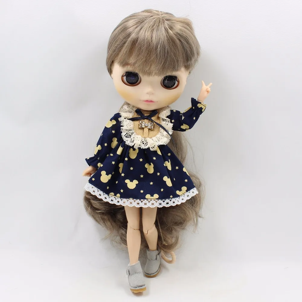 Neo Blythe Doll Vintage Lace Mickey Mouse Print Dress 4