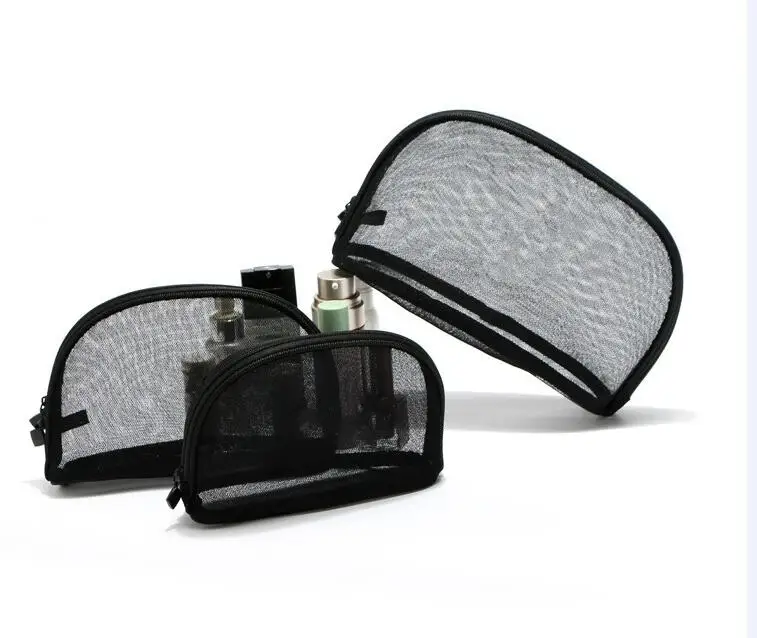

Fashion Black Women Net Cosmetic Bag Transparent Lace Travel Wash Make Up Bag Case Organizers Beauty Pouch