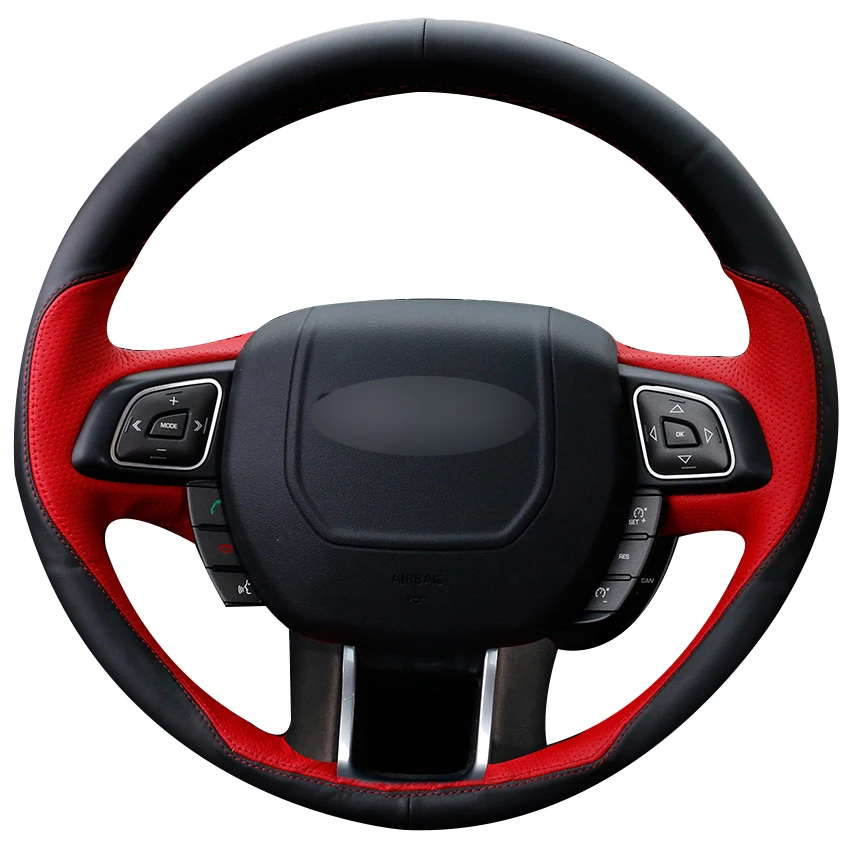 Чехол на руль автомобиля из черной кожи и красной для Land Rover Range Evoque 2012 2016|car steering