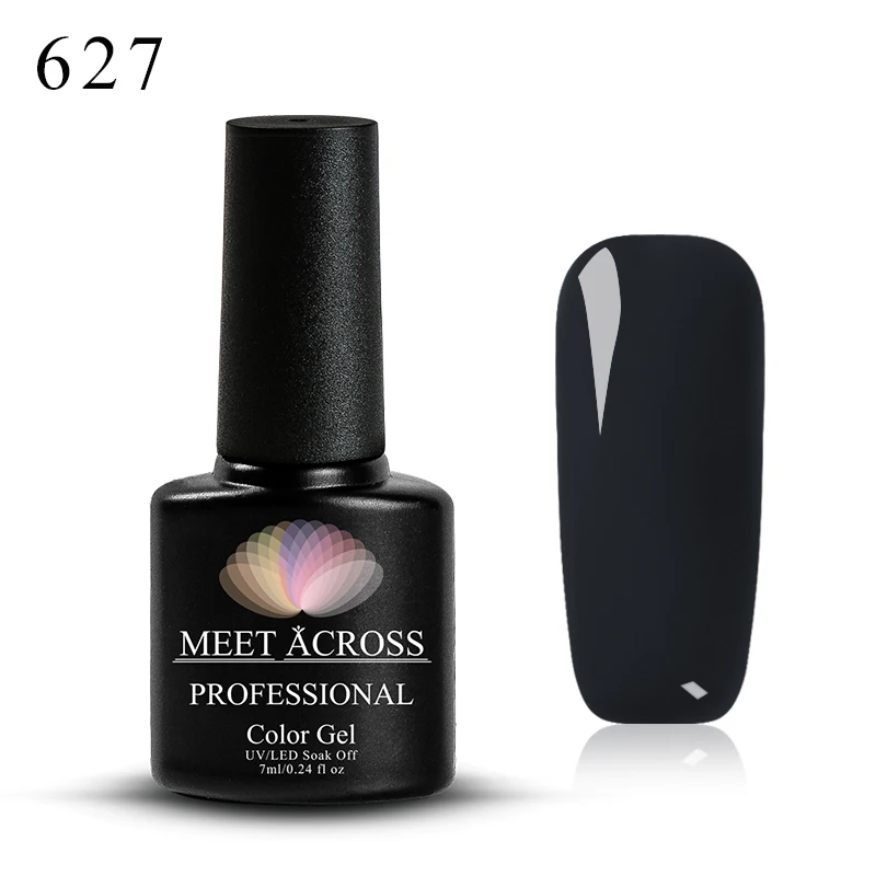 MEET ACROSS 7 мл телесный серый Гель-лак для ногтей полуперманентный Светодиодный УФ-лак для ногтей черная основа необходимый лак для штамповки - Цвет: W1969