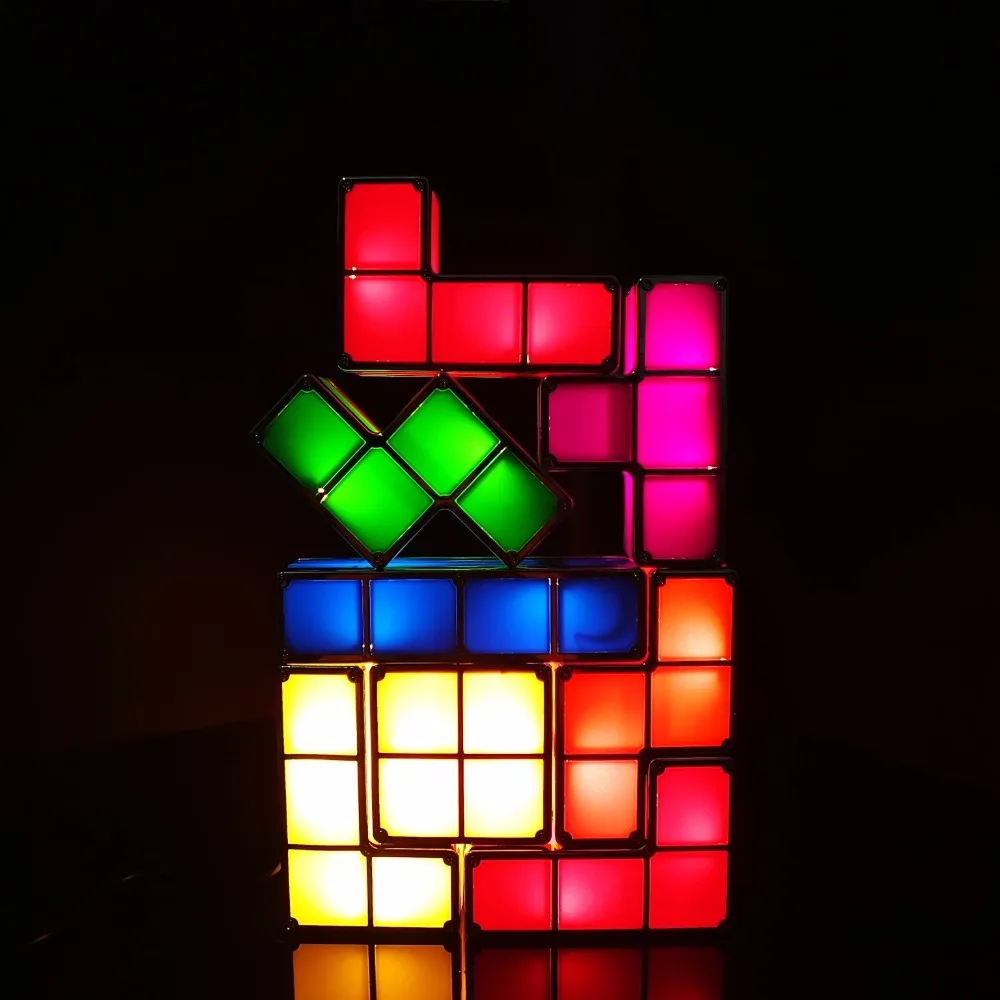  DIY Tetris Puzzle Light Stackable LED Desk Lamp Constructible Block Night Light Retro Game Tower Ba - 1000005668969