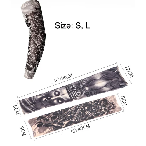 Free Shipping 3D Print Fake Tattoo Sleeves Men Women Summer UV Sun Protection Cool Cycling Sleeves S, L Islamabad