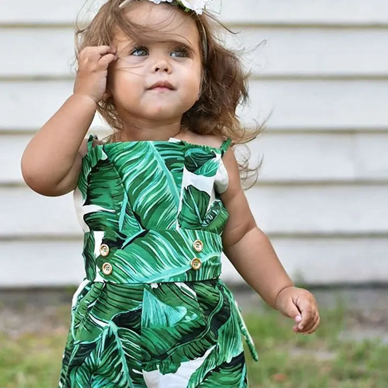 

Baby Rompers Girls Jumpsuit Children Baby Outdoor Rompers Soft Comfortable Summer Leaf Rompers Home Dress Baby Clothing