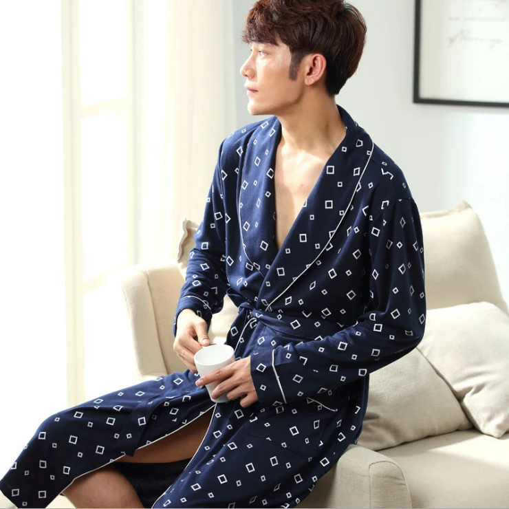 

Cotton Home Men's Robes With Waistband Square Pattern