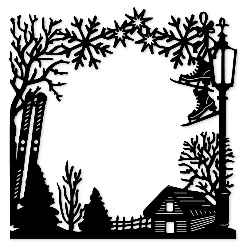

Winter snowflake tree house Frame Metal Cutting Dies Craft DIY Scrapbooking Stamps Embossing Die cuts Stencil Paper Cards Making