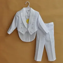 Г., официальная одежда для маленьких мальчиков костюм для свадьбы Вечерние рождественские костюмы для От 0 до 10 лет, костюмы для малышей, одежда белый/черный, 5 предметов