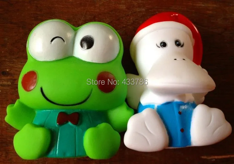 free shipping Baby Rubber Squeeze frog and duck bath pool bath toys