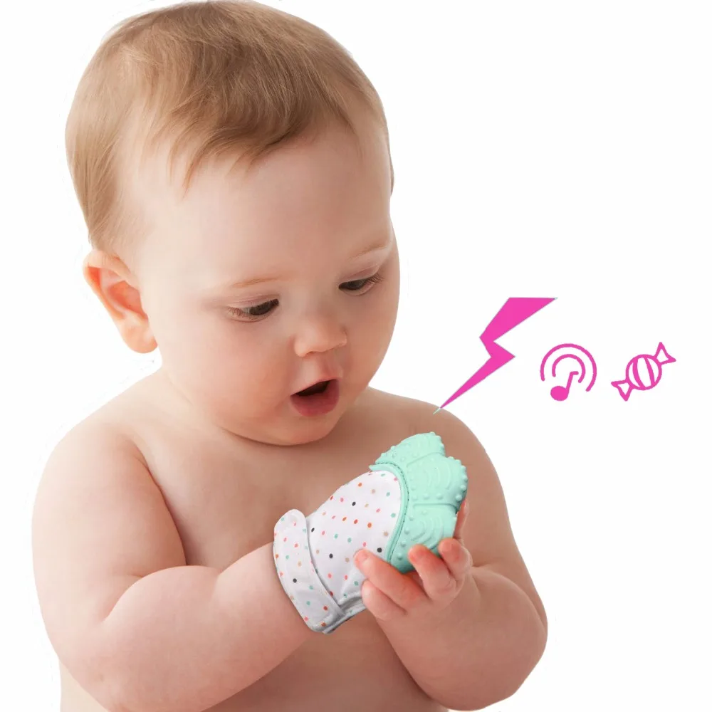 

Baby Teether Silicone Pacifier Glove Infant Thumb Sound Teething Chewable Nursing Teether Beads Oral Care Newborn Nursing Tool