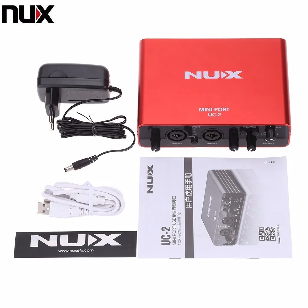 NUX UC-2 мини порт USB XLR 6,35 мм вход выход аудио интерфейс для микрофона MIDI инструмент записи воспроизведения