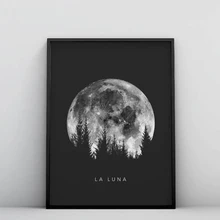 Impresión de Luna Lunar, arte de Luna llena, Impresión de Luna Vintage, arte del Sistema Solar, póster de astronomía de color ArtWatercolor de habitación de dormitorio celeste