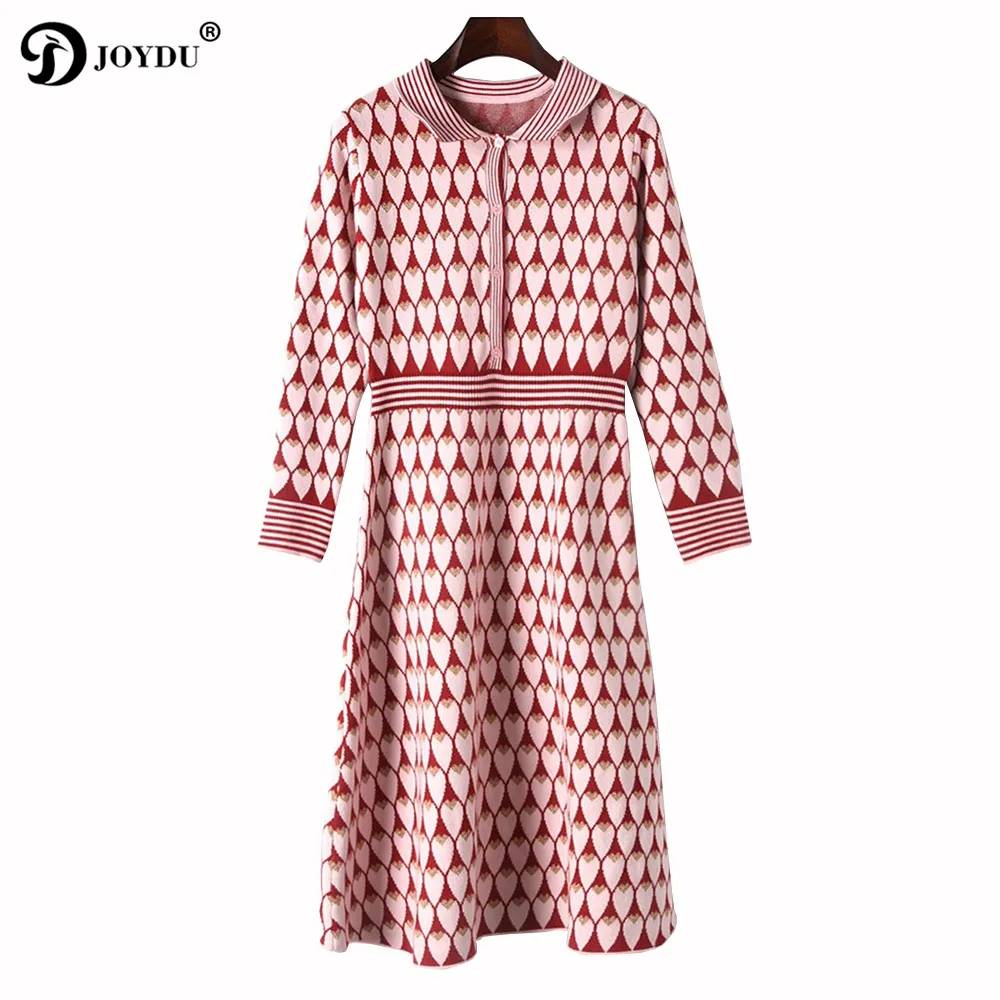 JOYDU Подиум vestidos 2018 зима мода дизайн сердце жаккард нагрудные повязки офисные