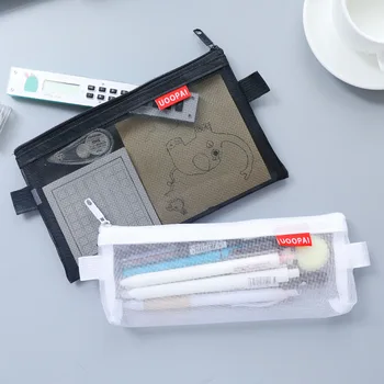 투명 투명 파일 폴더, 지퍼 펜슬 파우치, 연필 가방, 학용품 문구