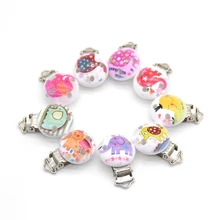 5 PCS Wood Baby Pacifier Clip Round Multicolor Elephant Pattern 4.4cm x 2.9cm(1 6/8 x1 1/8) doreenbeads zinc metal alloy toggle clasps rhombus antique silver pattern pattern 6 7cm x2 8cm 2 5 8 x1 1 8 2 sets new