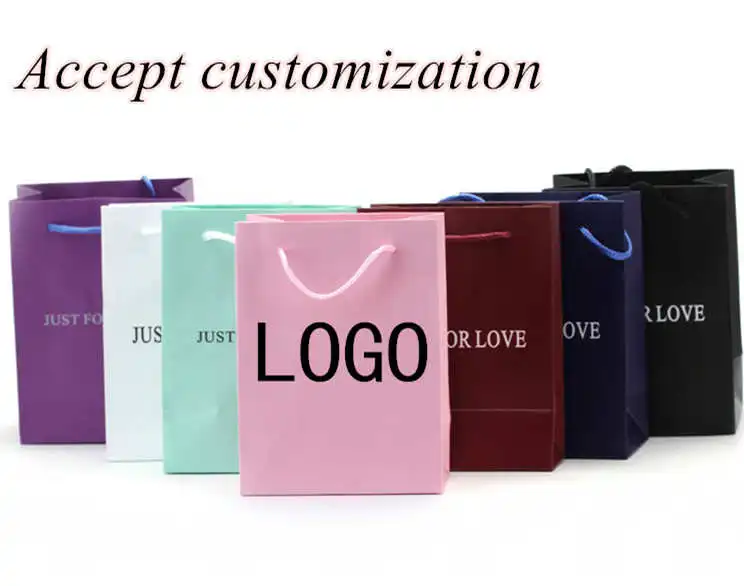 custom logo printed paper packing shopping bags with handle,customized