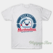 여름 숙박 puft marshmallows 남성 티셔츠 여성 코튼 티셔츠 반팔 웃긴 프린트 티셔츠(China)