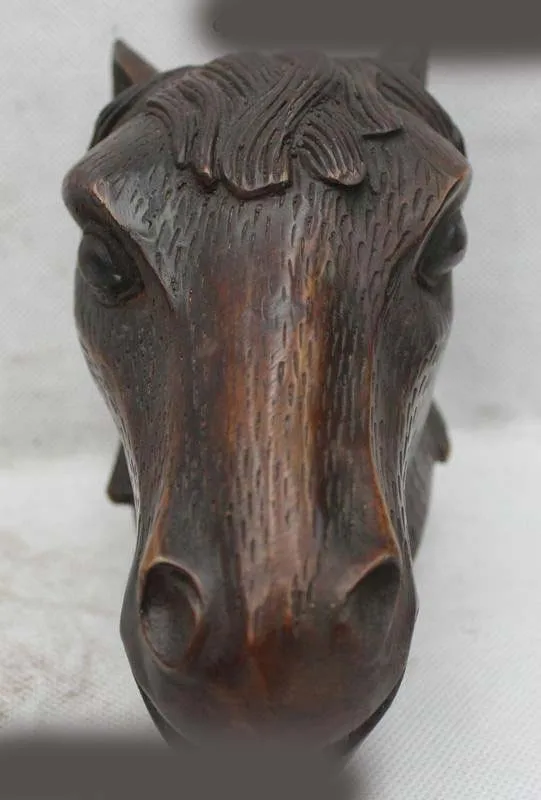 

5"Chinese Fengshui Bronze Lucky Zodiac Year Horse head Statue sculpture