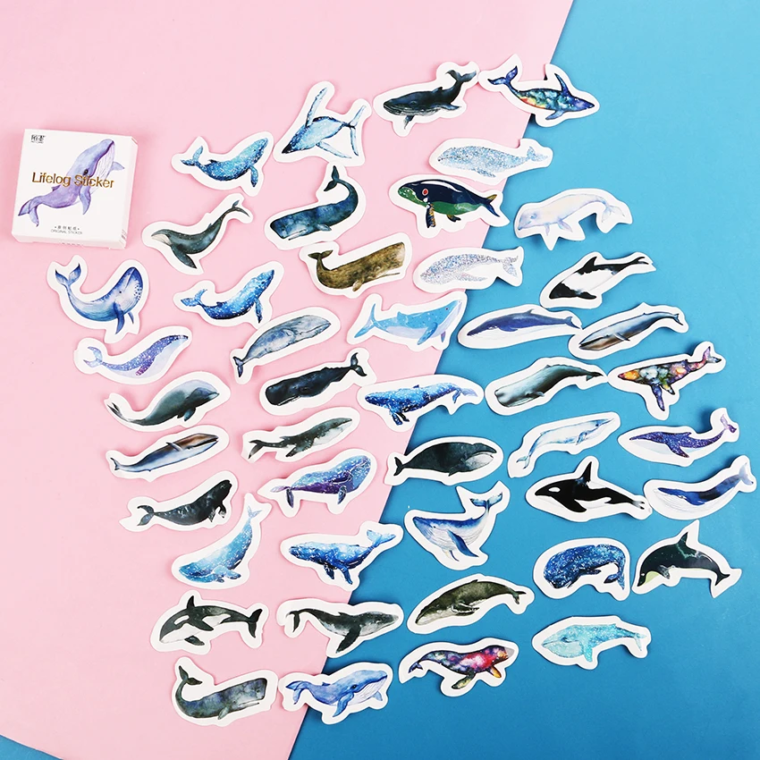 

45PCS/sets Kawaii Ocean Animal Whale Fish Decoration Diary Stickers DIY Scrapbooking Label Sticker Stationery School Supplies