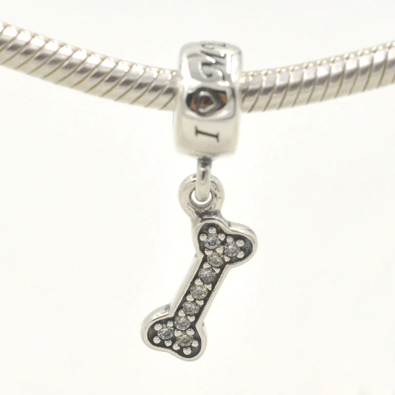 

Fits Pandora Bracelet Solid 925 Sterling Silver Charms I Love My Dog & Bone Charm Pendant DIY Making Bracelet Necklace Jewelry