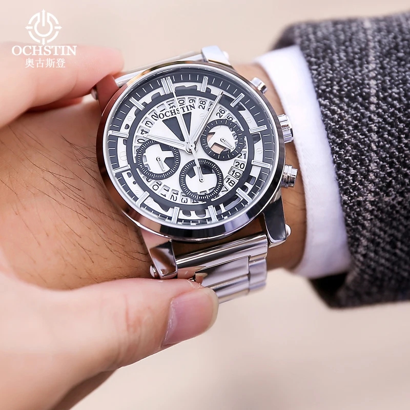

OCHSTIN Mens Top Brand Chronograph Watches Luminous Waterproof Sport Watch Men Luxury Military Steel Quartz Wristwatch Men Clock