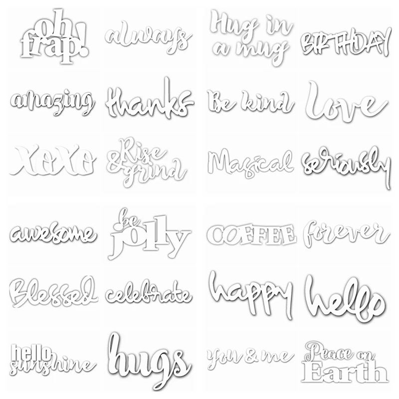 

Newest Sentiment Words Metal Cutting Dies New Stencils for DIY Scrapbooking Paper Cards Crafts Album Photo Embossing Decor 2019