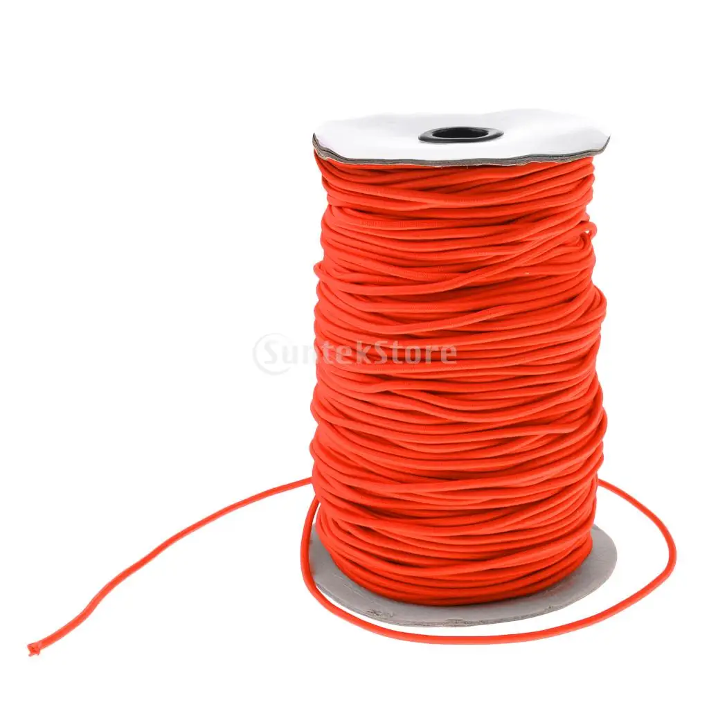 Orange 3mm 0.5-100m Strong Bungee Rope Shock Cord Tie Down Strap Trailer Boat Kayak/ Replacement Tent Folding Rod Elastic Rope