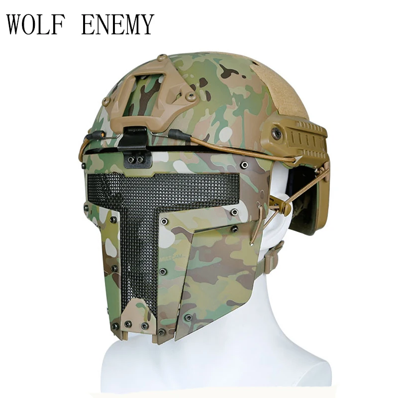 

Airsoft Tactical Mesh Mask Full Face Steel Mask FAST CP Camouflage Helmet Mask