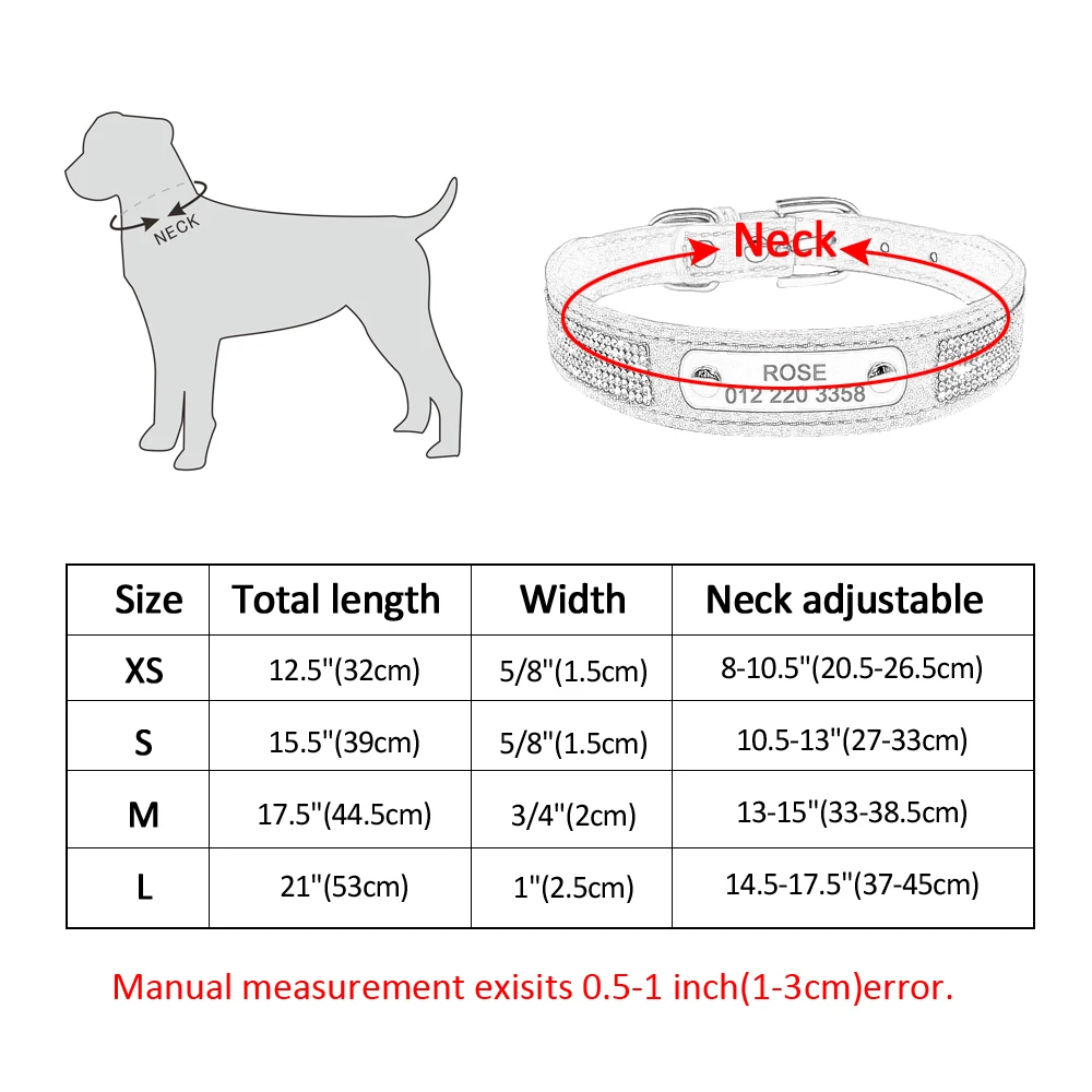 Замшевый кожаный ошейник для собак, стразы для кошек, персонализированные ошейники для удостоверения личности на заказ для маленьких и средних питомцев, щенков, ярко-розовый, синий, черный