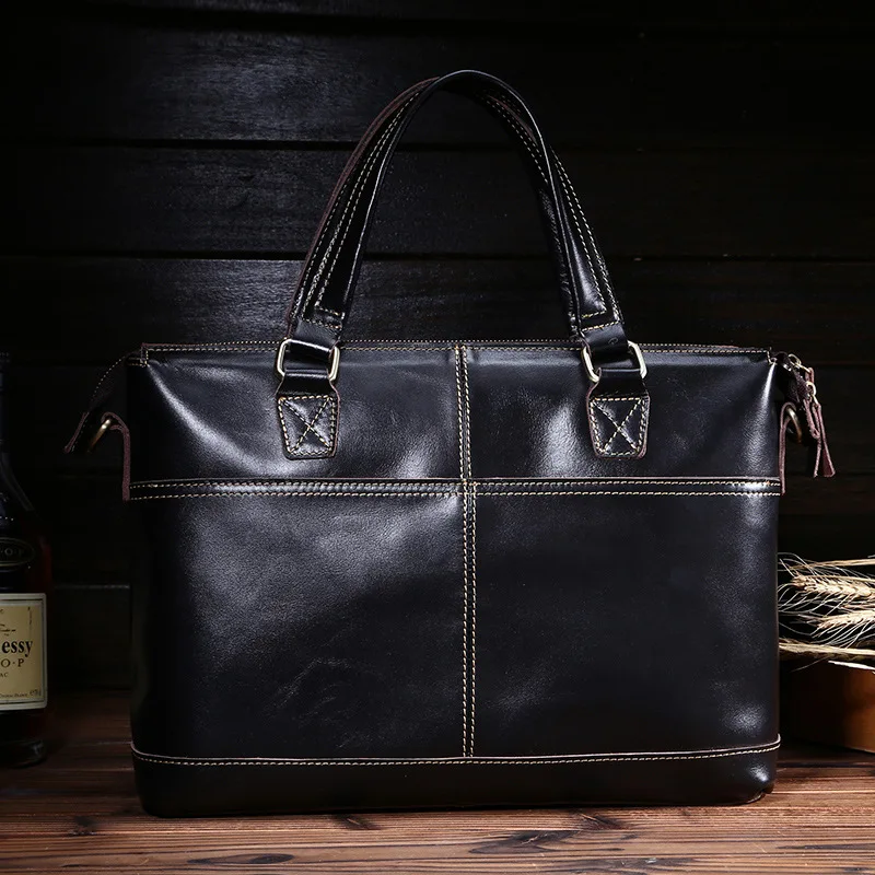 

Luxury Brand 2018 Designer Men Business Messenger Bags 100% Genuine Cow Leather Men Vintage Shoulder Bags Retro Laptop Briefcase